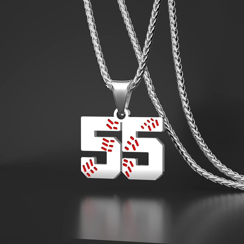 Wikavanli Personalized Baseball Jersey Number 00-99 Necklace - Stainless Steel Baseball Chain Pendant Necklace - Team Jewelry Gift for Boys, Girls, Men, Women - Image 2